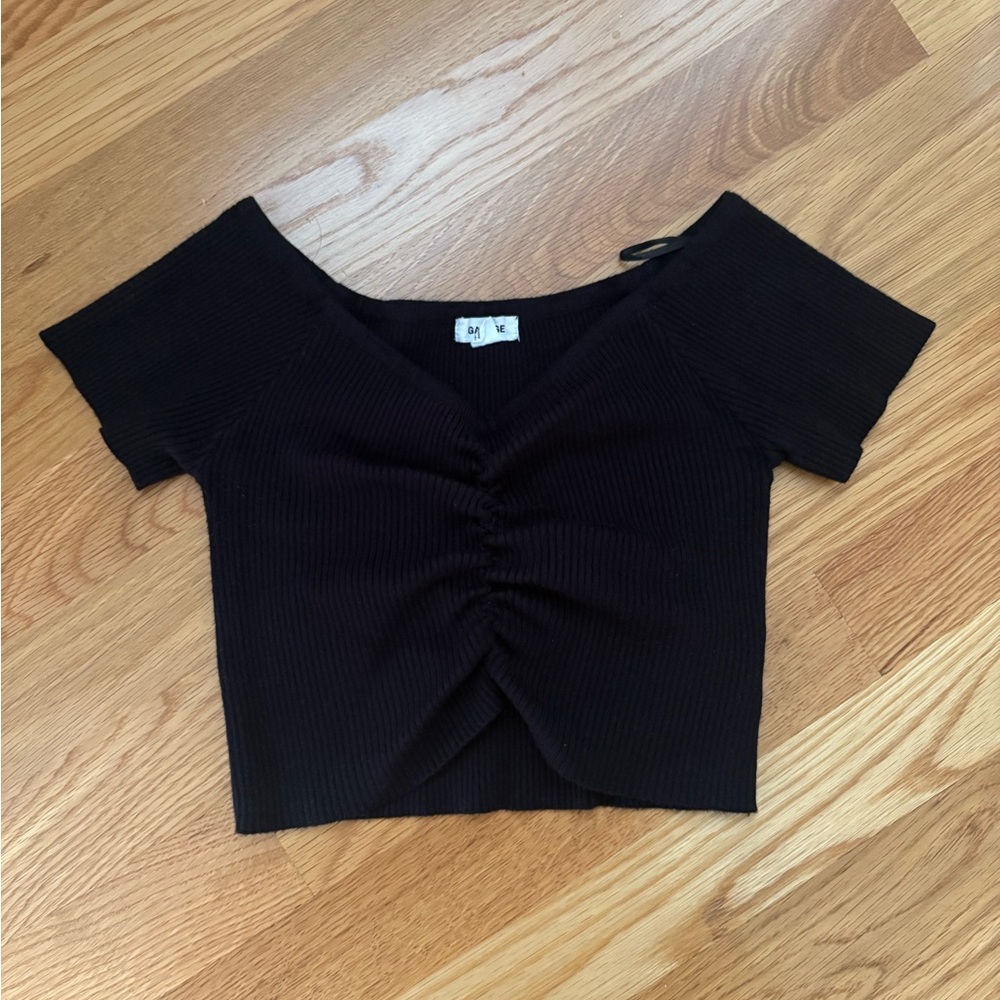 Garage Black Ruched Crop Top xs